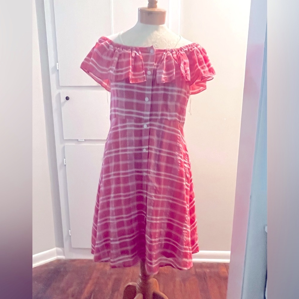 Umgee Red and Black Pleated Off-the-Shoulder Sundress